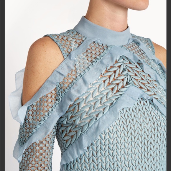 Self Portrait Blue Purl Knit Lace Cut-Out - Picture 4 of 4